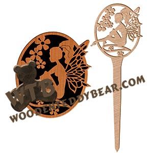 Fairy Plaque with Garden Stake #7 fretwork scroll saw pattern |The Wooden Teddy Bear