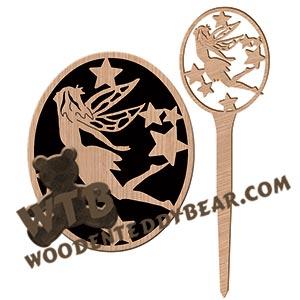 Fairy Plaque with Garden Stake #8 fretwork scroll saw pattern |The Wooden Teddy Bear