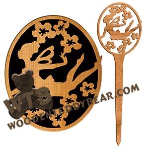 Fairy Plaque with Garden Stake #10 fretwork scroll saw pattern |The Wooden Teddy Bear