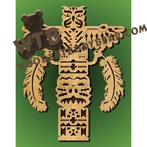 Totem Pole & Feathers fretwork scroll saw pattern |The Wooden Teddy Bear