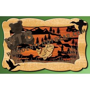 Fishing Layered Scene fretwork scroll saw pattern |The Wooden Teddy Bear