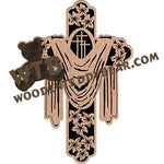 Cloth & Lilies Cross fretwork scroll saw pattern |The Wooden Teddy Bear