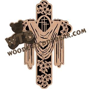 Cloth & Lilies Cross fretwork scroll saw pattern |The Wooden Teddy Bear