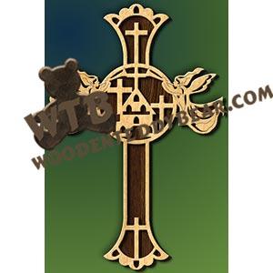 Church Cross with Angels fretwork scroll saw pattern |The Wooden Teddy Bear