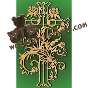 Flowers & Swirls Cross fretwork scroll saw pattern |The Wooden Teddy Bear