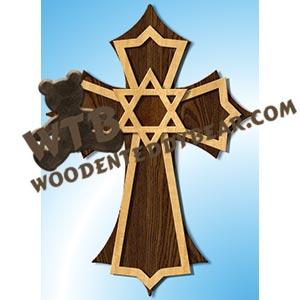 Stacked Cross with Star of David fretwork scroll saw pattern |The Wooden Teddy Bear