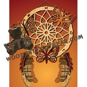 Dreamcatcher with Butterflies fretwork scroll saw pattern |The Wooden Teddy Bear