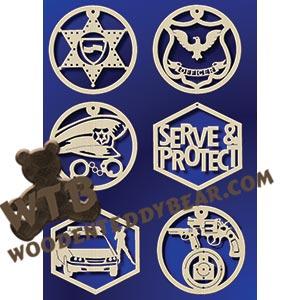 Police Ornaments fretwork scroll saw pattern |The Wooden Teddy Bear