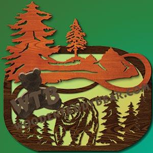 Lone Bear in Forest fretwork scroll saw pattern |The Wooden Teddy Bear