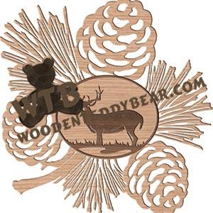 Pinecones with Deer #3 Overlay fretwork scroll saw pattern |The Wooden Teddy Bear