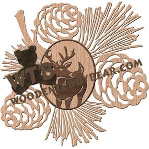 Pinecones with Deer #4 Overlay fretwork scroll saw pattern |The Wooden Teddy Bear