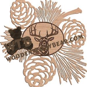 Pinecones with Deer #5 Overlay fretwork scroll saw pattern |The Wooden Teddy Bear