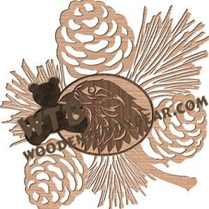 Pinecones with Eagle Head Overlay fretwork scroll saw pattern |The Wooden Teddy Bear