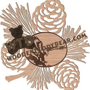 Pinecones with Eagle Landing Overlay fretwork scroll saw pattern |The Wooden Teddy Bear