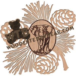 Pinecones with Elephant Overlay fretwork scroll saw pattern |The Wooden Teddy Bear