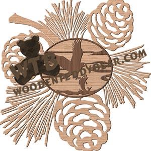 Pinecones with Eagle Fishing Overlay fretwork scroll saw pattern |The Wooden Teddy Bear