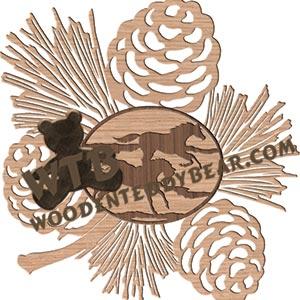 Pinecones with Wild Horses Overlay fretwork scroll saw pattern |The Wooden Teddy Bear