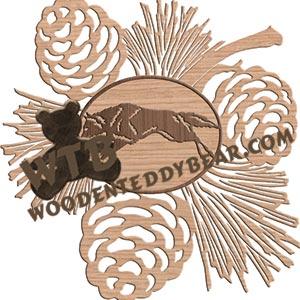 Pinecones with Running Wolf Overlay fretwork scroll saw pattern |The Wooden Teddy Bear