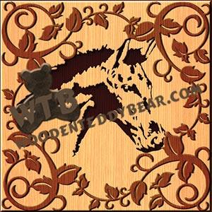 Horse with Leafy Swirl Overlay fretwork scroll saw pattern |The Wooden Teddy Bear