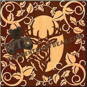 Deer with Leafy Swirl Overlay fretwork scroll saw pattern |The Wooden Teddy Bear