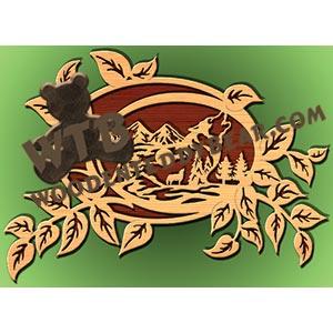 Oval Leaf Frame with Howling Wolf fretwork scroll saw pattern |The Wooden Teddy Bear