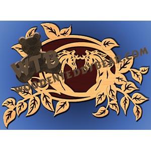 Oval Leaf Frame with Horses fretwork scroll saw pattern |The Wooden Teddy Bear