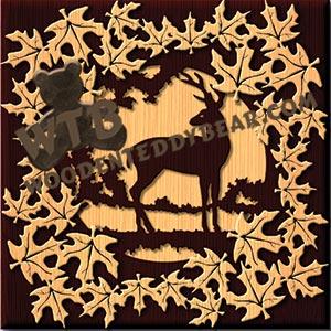 Deer with Autumn Leaves Overlay fretwork scroll saw pattern |The Wooden Teddy Bear