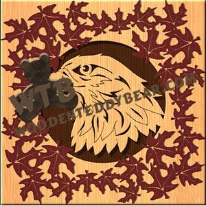 Eagle Head with Autumn Leaves Overlay fretwork scroll saw pattern |The Wooden Teddy Bear