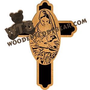 Madonna with Baby Jesus Cross fretwork scroll saw pattern |The Wooden Teddy Bear