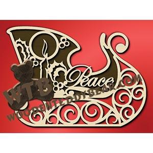 Sleigh with Peace & Candle fretwork scroll saw pattern |The Wooden Teddy Bear