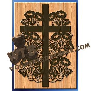 Morning Glory Cross fretwork scroll saw pattern |The Wooden Teddy Bear