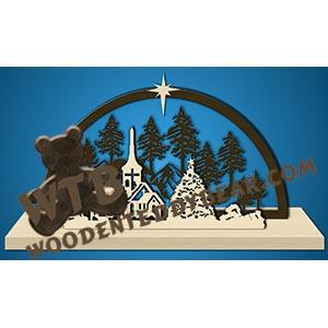 Forest Christmas Scene #1 fretwork scroll saw pattern |The Wooden Teddy Bear