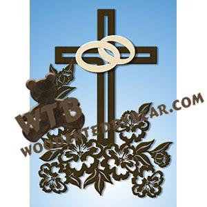 Cross with Rings & Flowers fretwork scroll saw pattern |The Wooden Teddy Bear