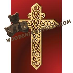 Curls & Hearts Cross fretwork scroll saw pattern |The Wooden Teddy Bear