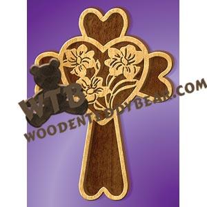 Hearts & Flowers Cross fretwork scroll saw pattern |The Wooden Teddy Bear