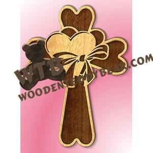 Hearts & Ribbon Cross fretwork scroll saw pattern |The Wooden Teddy Bear