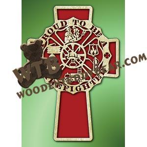 Proud Firefighter Cross fretwork scroll saw pattern |The Wooden Teddy Bear