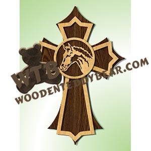 Stacked Cross with Horse Head fretwork scroll saw pattern |The Wooden Teddy Bear