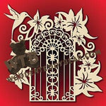 Hummingbird with Gate & Flowers fretwork scroll saw pattern |The Wooden Teddy Bear