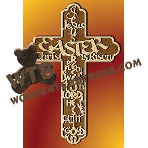 Easter Words Cross fretwork scroll saw pattern |The Wooden Teddy Bear