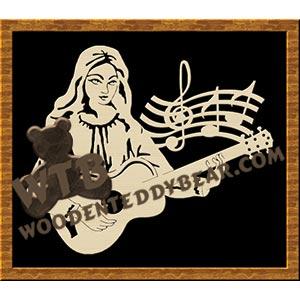 Female Guitar Player fretwork scroll saw pattern |The Wooden Teddy Bear