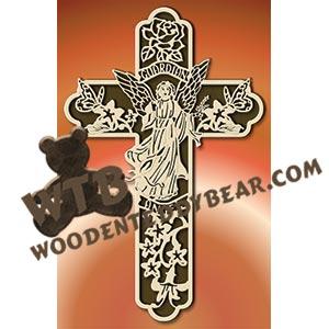 Guardian Angel Cross fretwork scroll saw pattern |The Wooden Teddy Bear