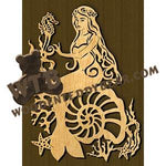 Mermaid on a Shell fretwork scroll saw pattern |The Wooden Teddy Bear