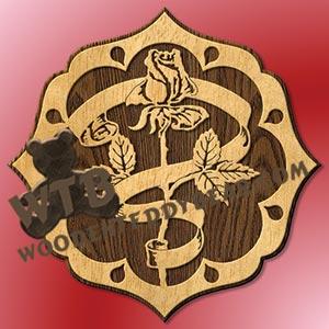 Rose & Scroll Plaque fretwork scroll saw pattern |The Wooden Teddy Bear