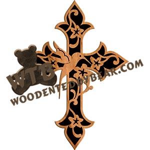 Pointy Cross with Hummingbird fretwork scroll saw pattern |The Wooden Teddy Bear