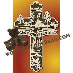 Nature Cross #2 fretwork scroll saw pattern |The Wooden Teddy Bear