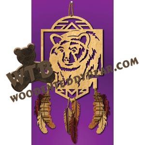 Bear in Frame with Feathers fretwork scroll saw pattern |The Wooden Teddy Bear