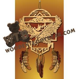 Eagle in Frame with Feathers fretwork scroll saw pattern |The Wooden Teddy Bear