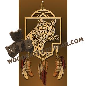 Mountain Lion in Frame with Feathers fretwork scroll saw pattern |The Wooden Teddy Bear