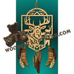 Whitetail Buck in Frame with Feathers fretwork scroll saw pattern |The Wooden Teddy Bear